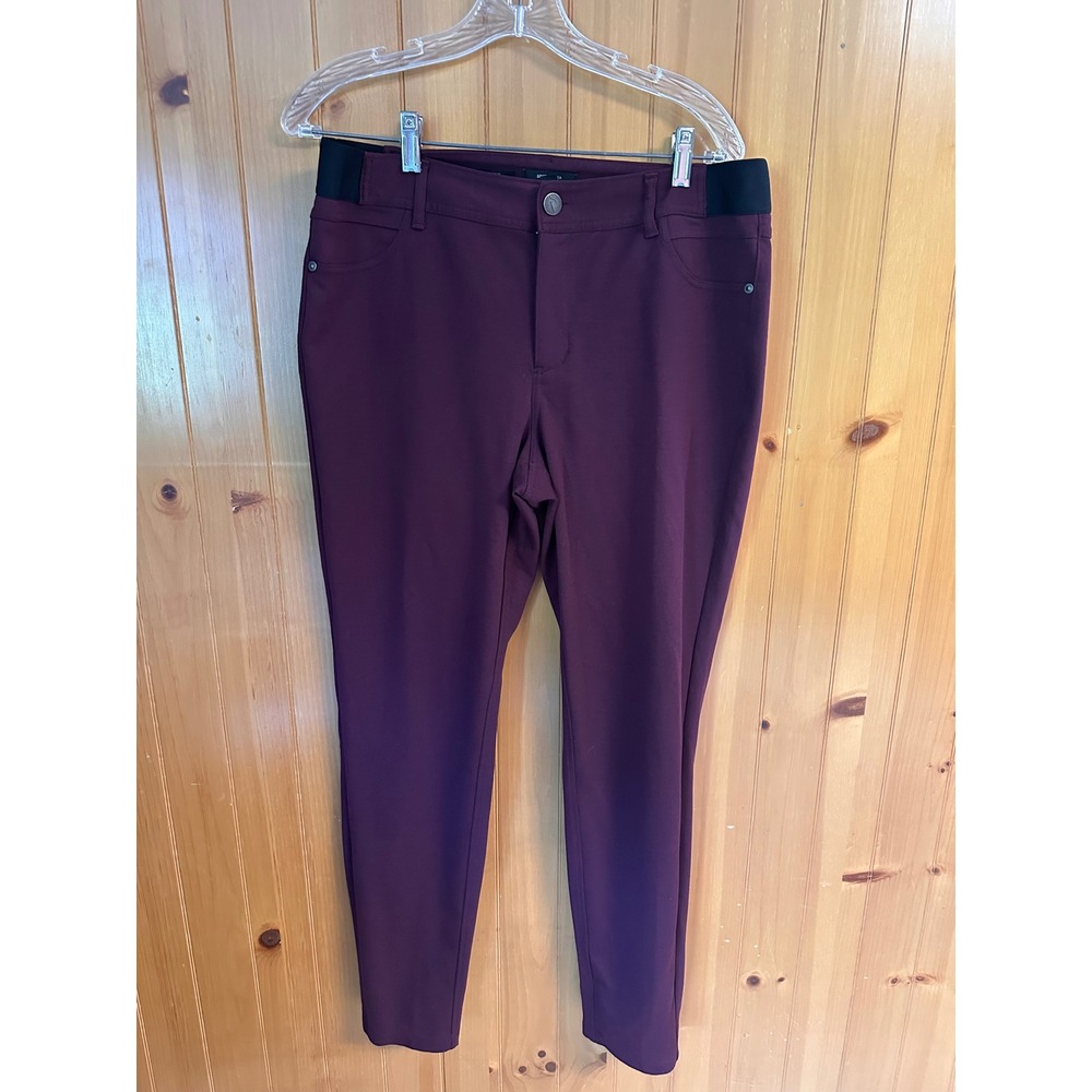 Simply Vera Vera Wang Skinny Workwear Office Pants Burgundy Wine Stretch Size L